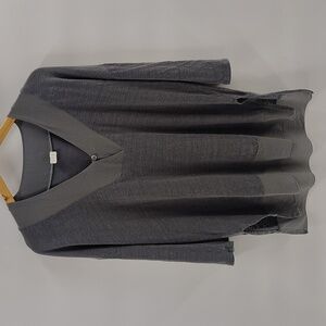 Poetry Linen Blend Top Size Medium Relaxed Gray